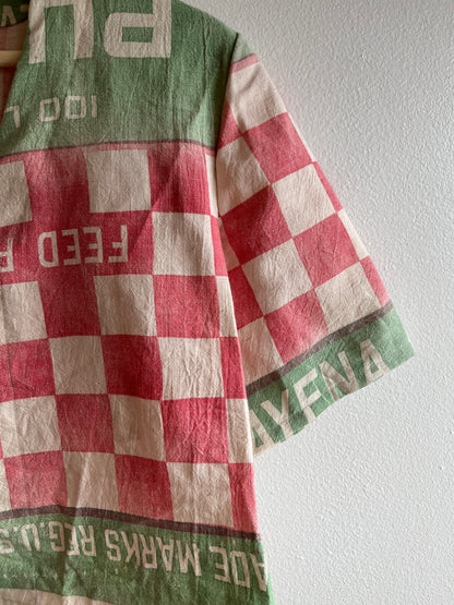 Trash Textiles - Handmade Vintage Feedsack Tie-Front Blouse - La Lovely Vintage 