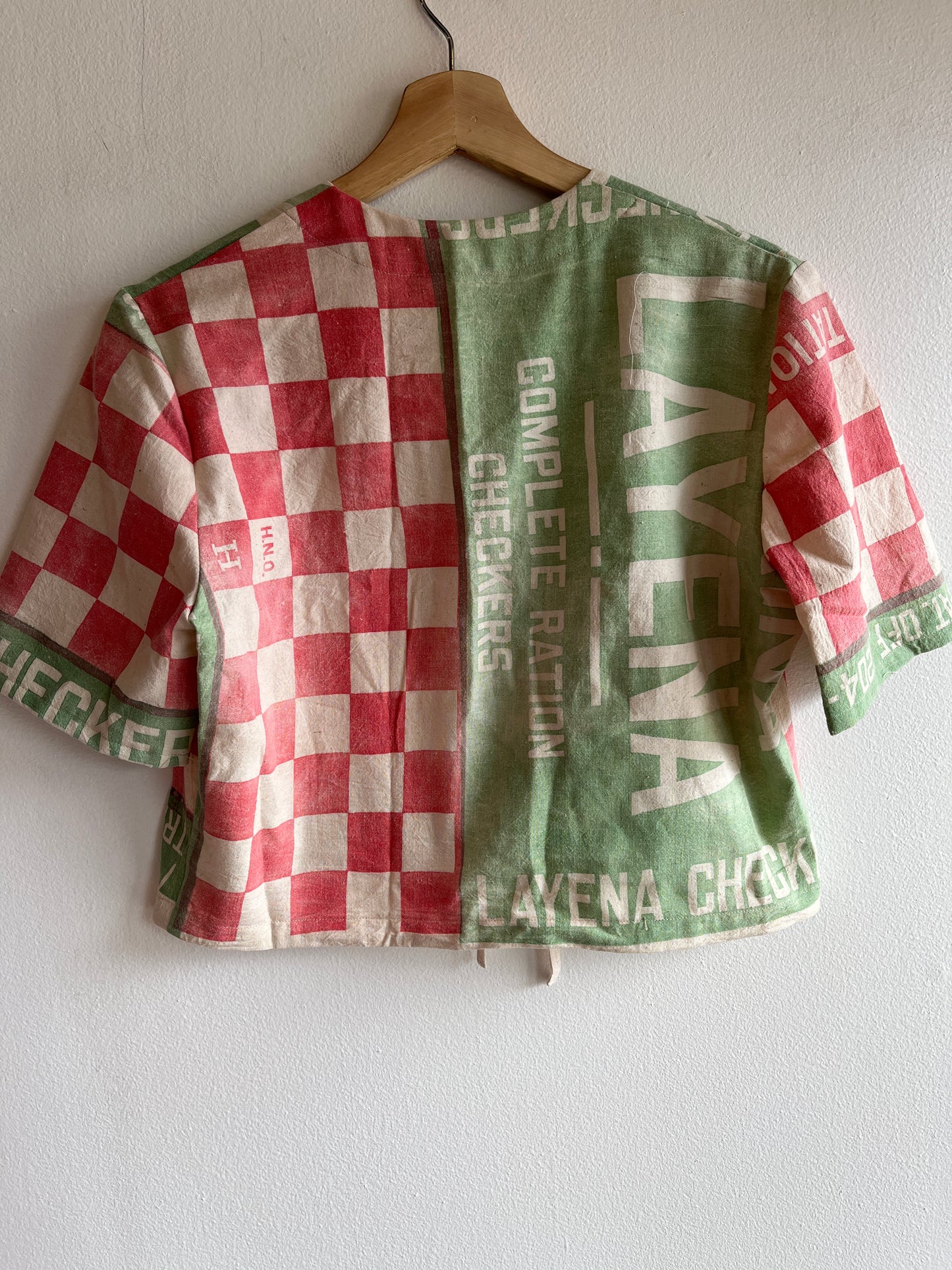 Trash Textiles - Handmade Vintage Feedsack Tie-Front Blouse - La Lovely Vintage 