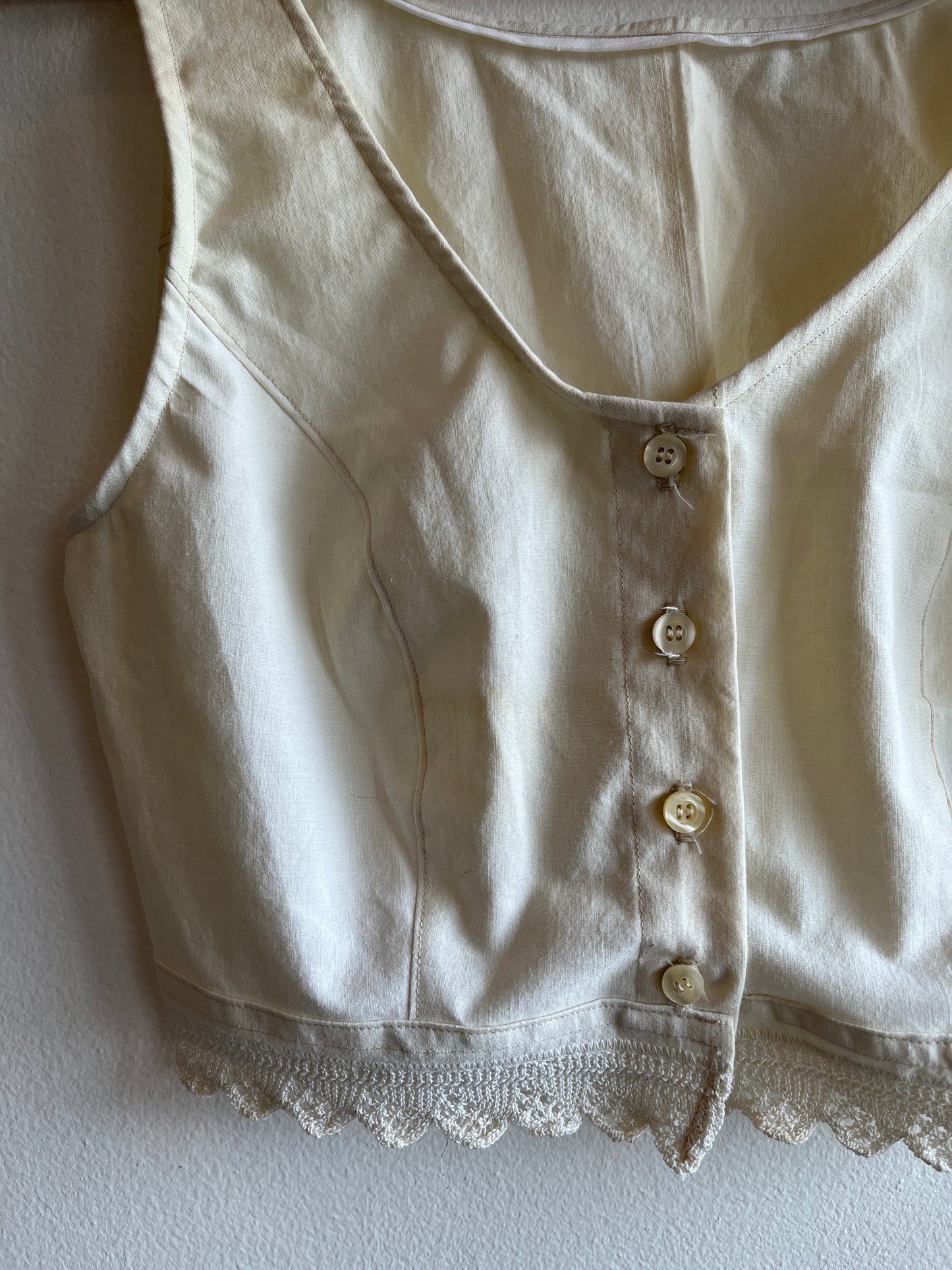 Trash Textiles - Handmade Vintage Lace Pillow Case Blouse - La Lovely Vintage 