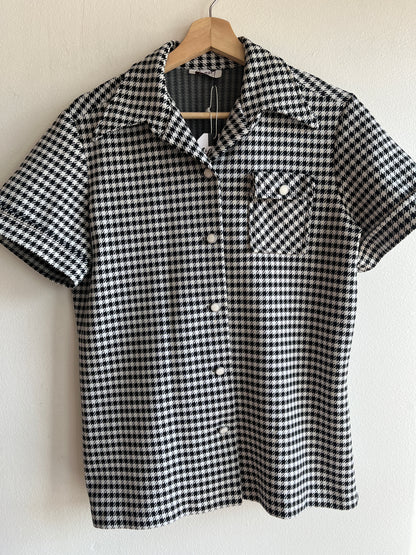 Vintage 1960’s Houndstooth Short-Sleeve Button Up Shirt - La Lovely Vintage 