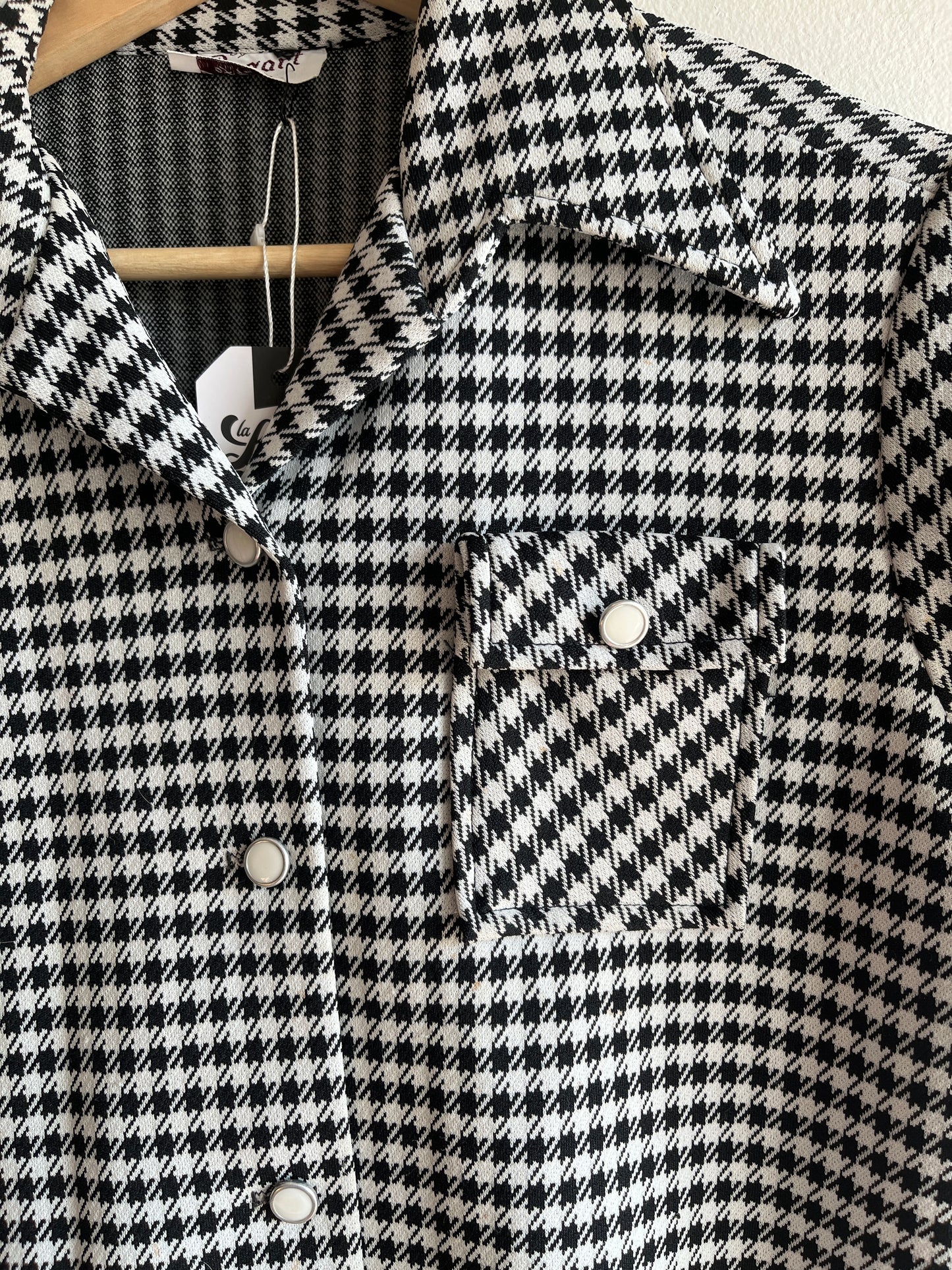 Vintage 1960’s Houndstooth Short-Sleeve Button Up Shirt - La Lovely Vintage 