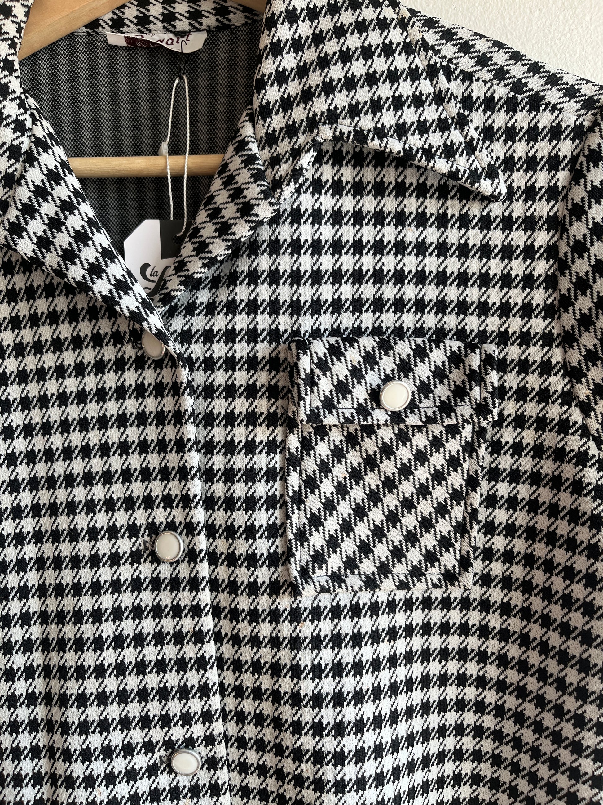 Vintage 1960’s Houndstooth Short-Sleeve Button Up Shirt - La Lovely Vintage 