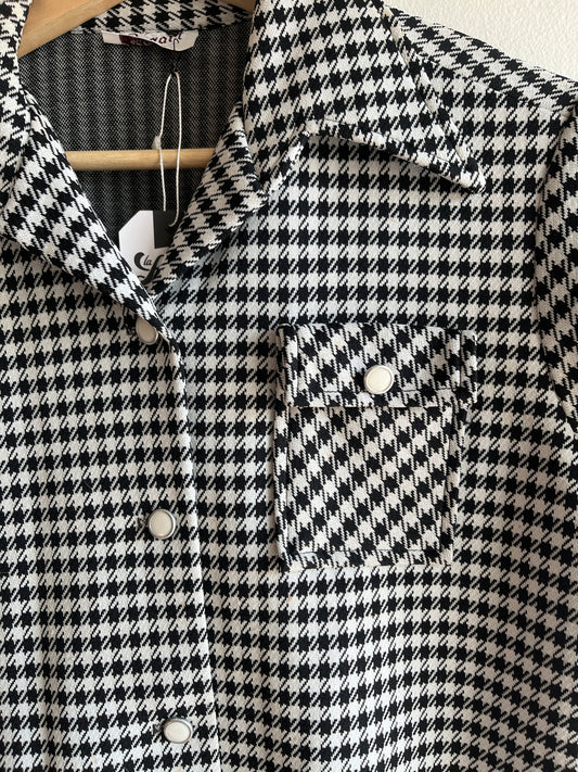 Vintage 1960’s Houndstooth Short-Sleeve Button Up Shirt - La Lovely Vintage 