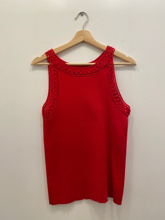 Y2K Red crochet ribbed tank top - La Lovely Vintage 