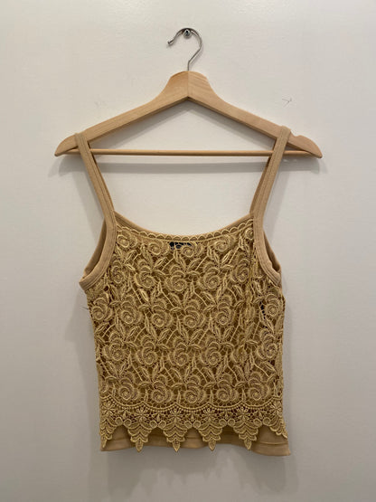Vintage 90s tan lace overlay tank