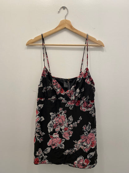 Vintage Y2K black and pink floral velvet cami