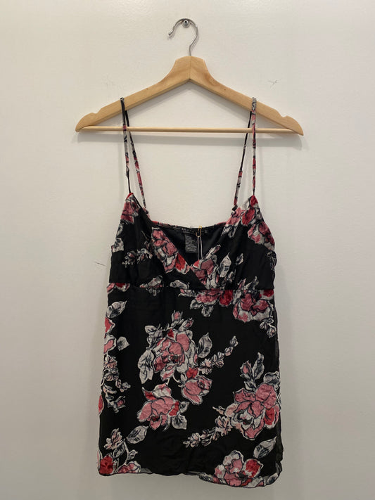 Vintage Y2K black and pink floral velvet cami