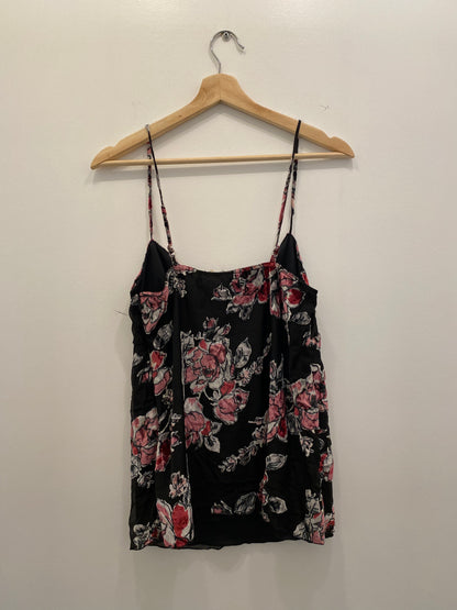 Vintage Y2K black and pink floral velvet cami