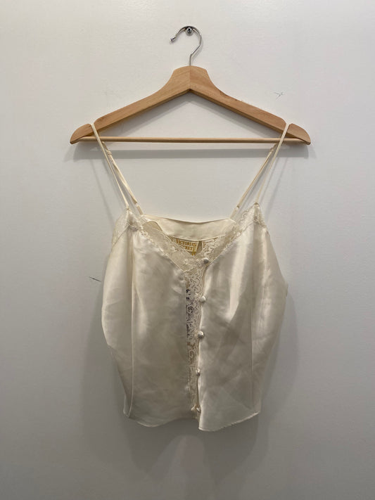 Vintage 80s Victoria secret gold label cream satin cami
