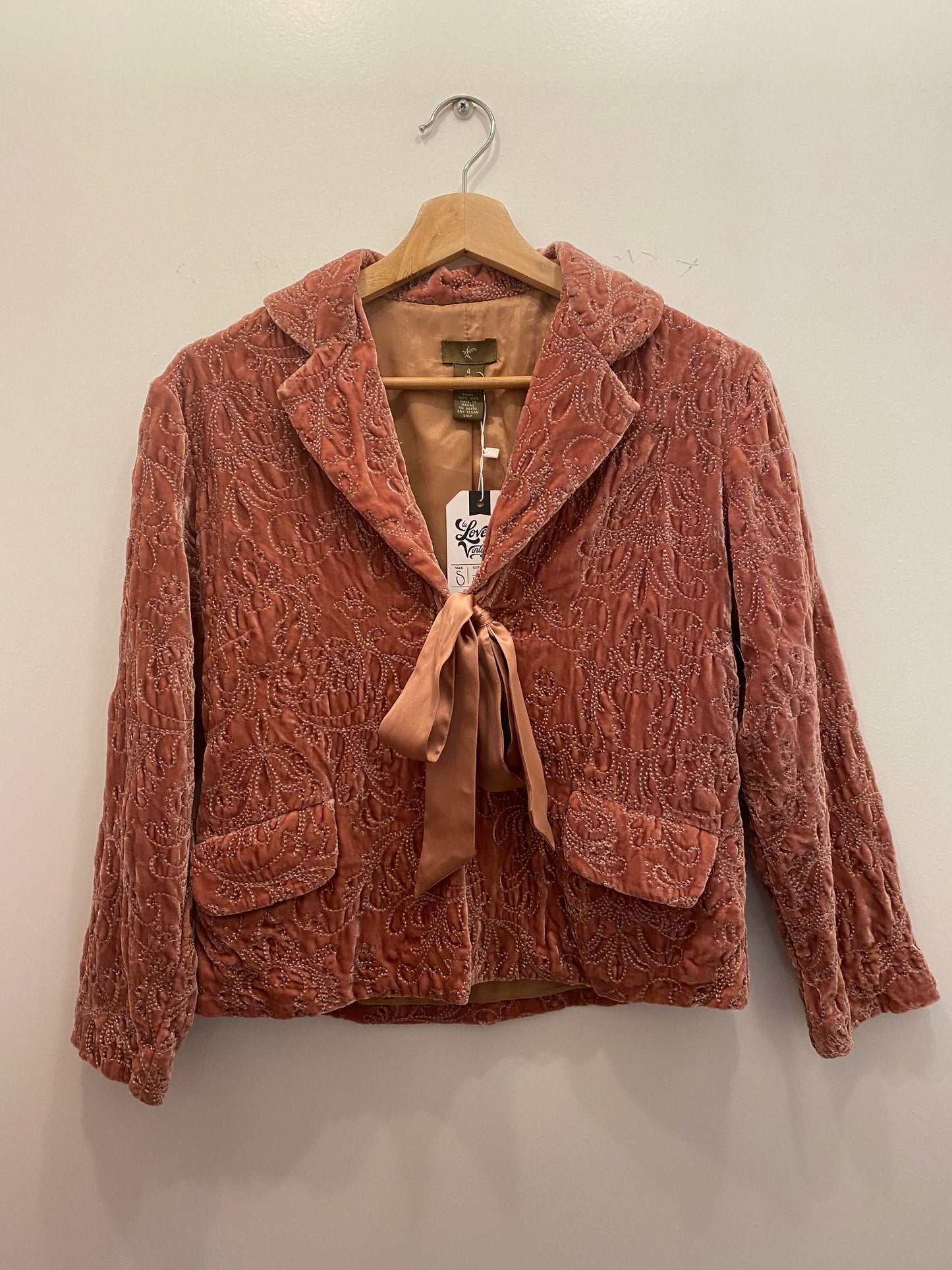 Y2K dusty rose silk velvet jacket - La Lovely Vintage 