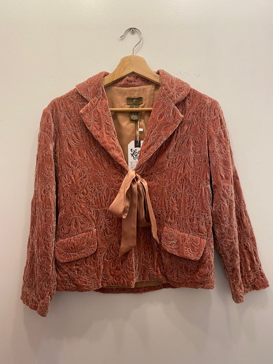 Y2K dusty rose silk velvet jacket - La Lovely Vintage 