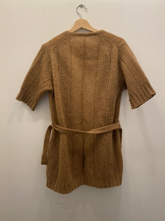 60s camel brown mohair wool clean short sleeve sweater - La Lovely Vintage 