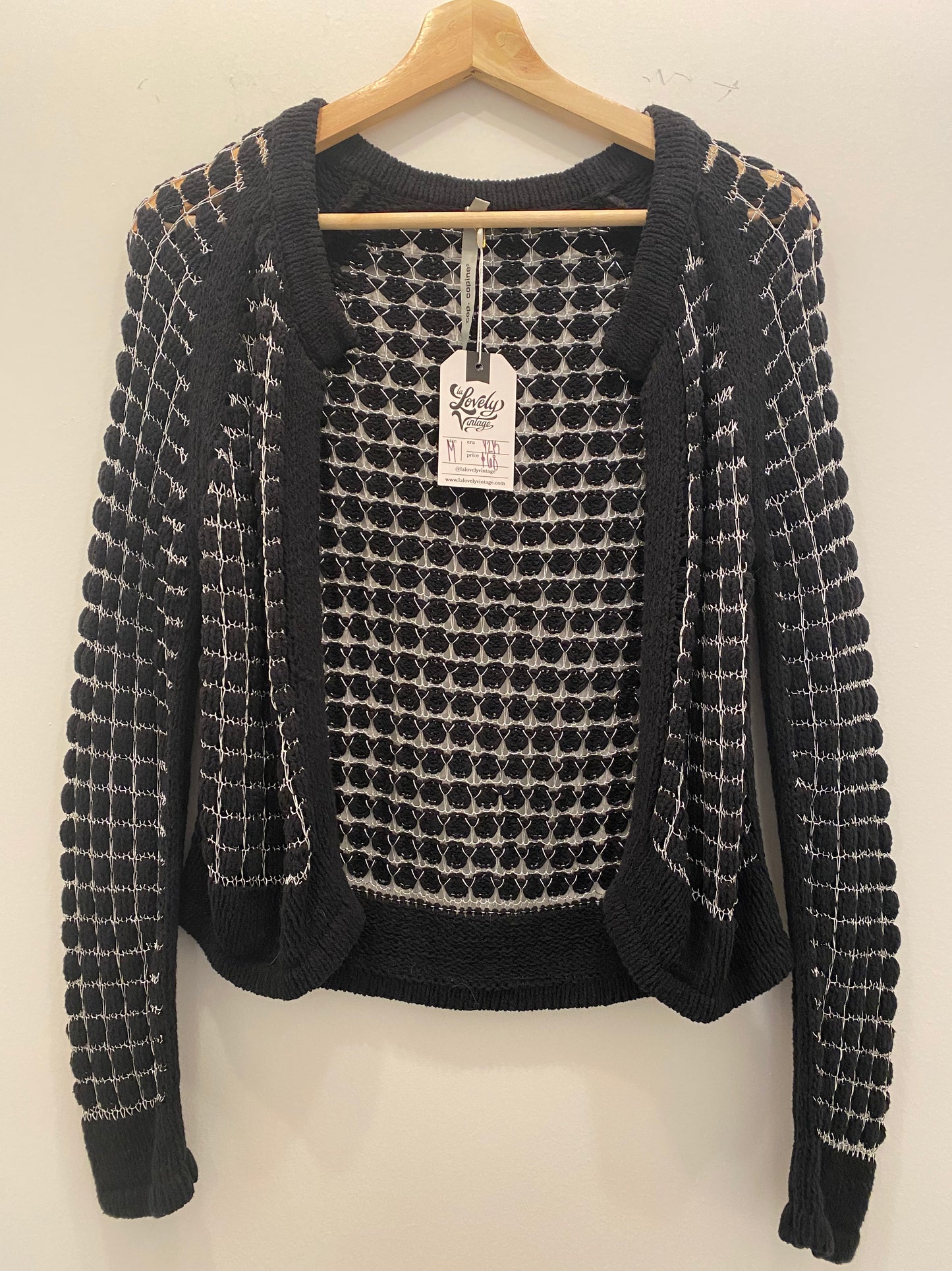Y2K silver and black cop copine sweater - La Lovely Vintage 