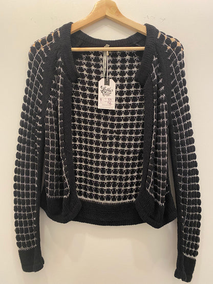 Y2K silver and black cop copine sweater - La Lovely Vintage 