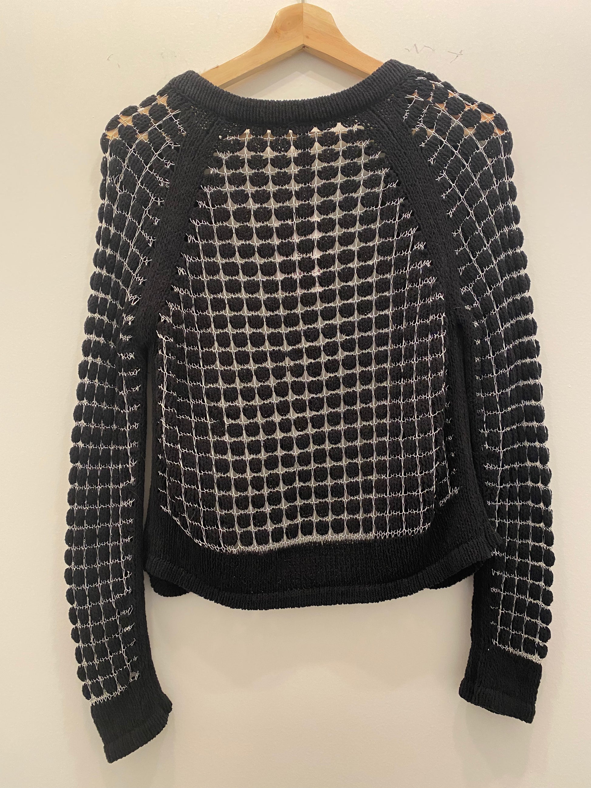 Y2K silver and black cop copine sweater - La Lovely Vintage 