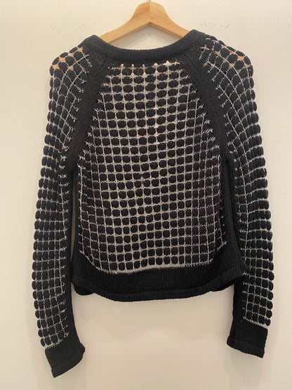 Y2K silver and black cop copine sweater - La Lovely Vintage 
