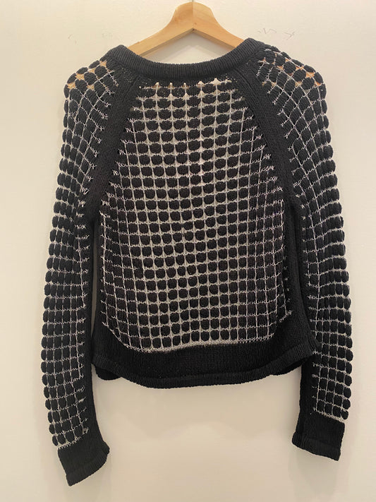 Y2K silver and black cop copine sweater - La Lovely Vintage 