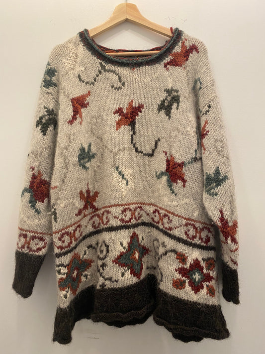 90s Icelandic wool floral sweater - La Lovely Vintage 