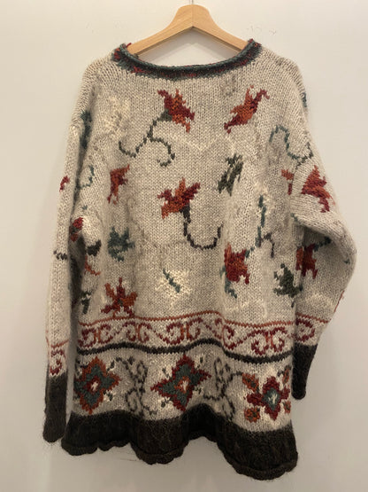 90s Icelandic wool floral sweater - La Lovely Vintage 
