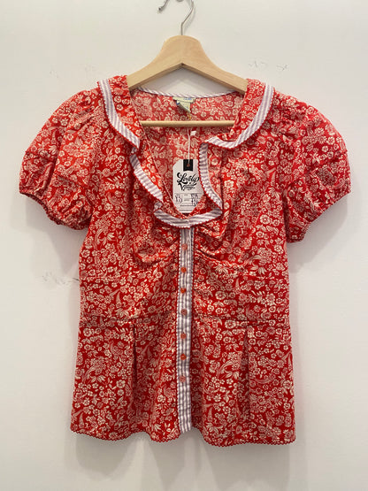 Vintage Y2K Odille red floral blouse
