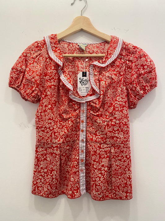 Vintage Y2K Odille red floral blouse