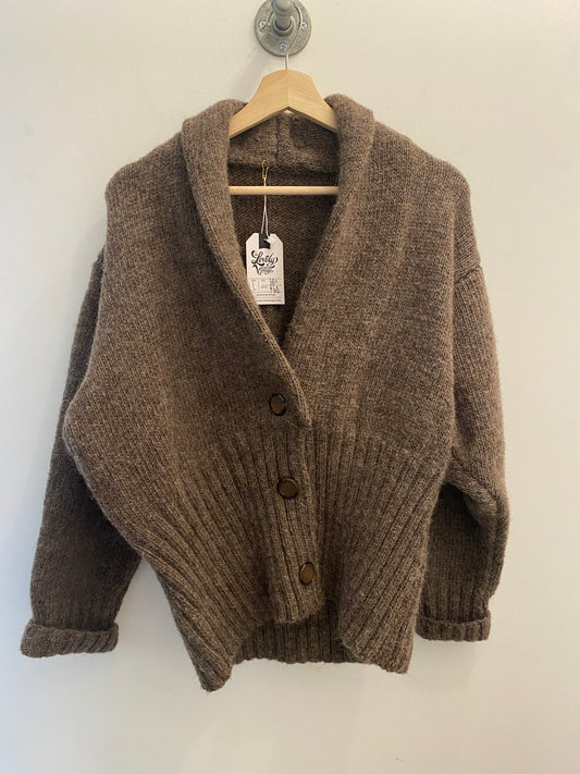 60s grey brown wool cowlneck sweater - La Lovely Vintage 