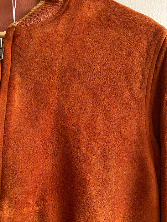 Vintage 60s Burnt Orange Suede Bomber Jacket