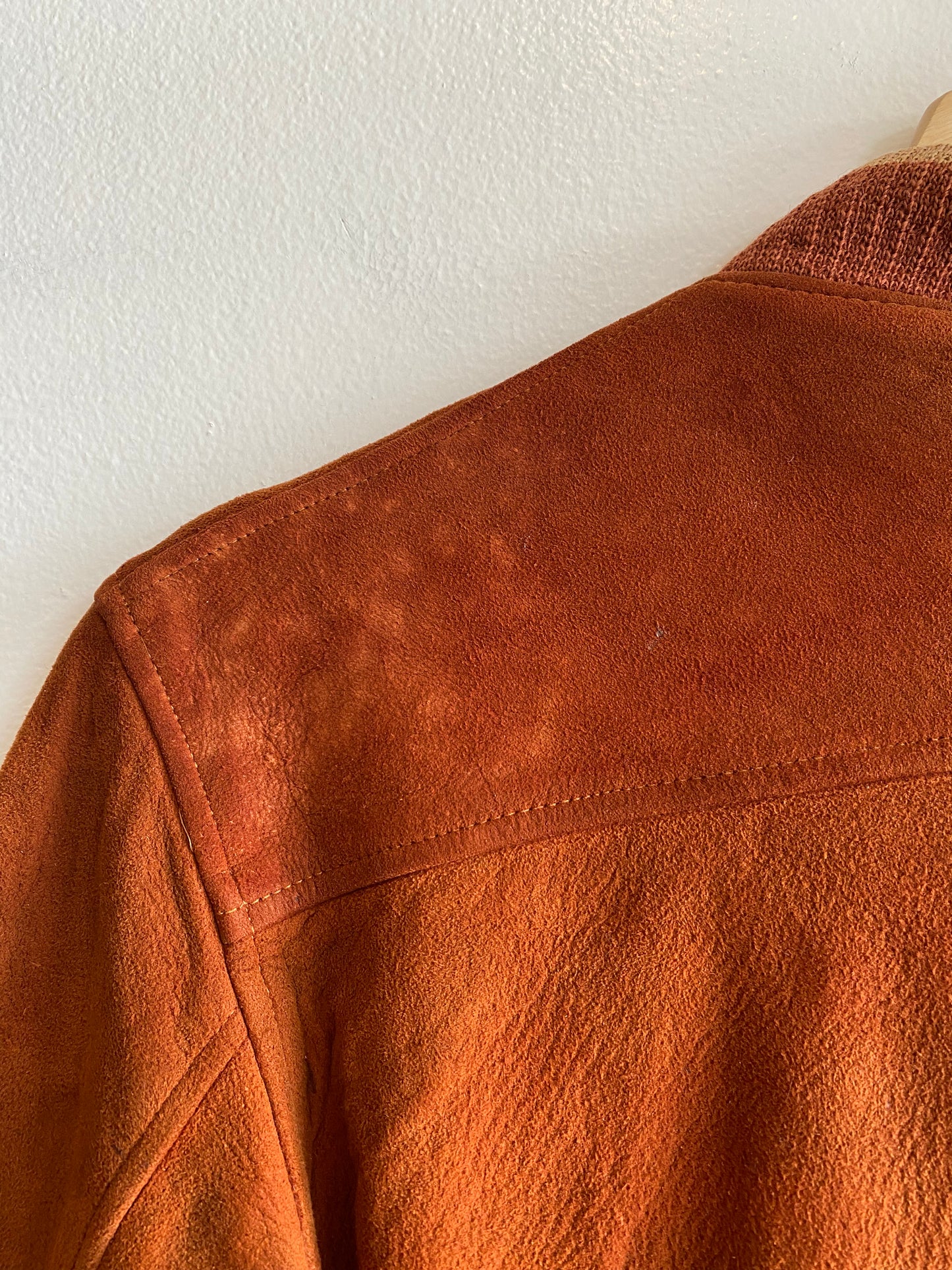 Vintage 60s Burnt Orange Suede Bomber Jacket