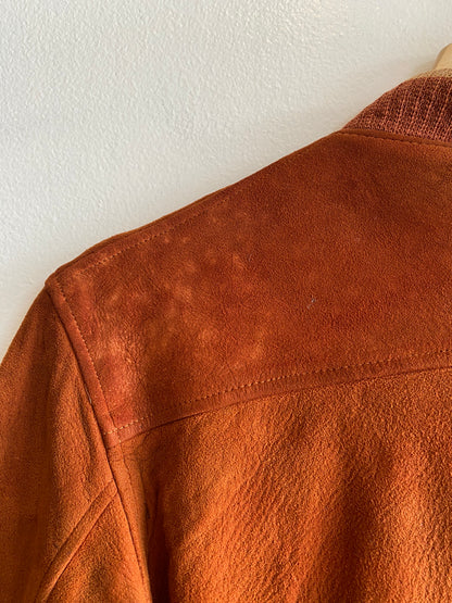 Vintage 60s Burnt Orange Suede Bomber Jacket
