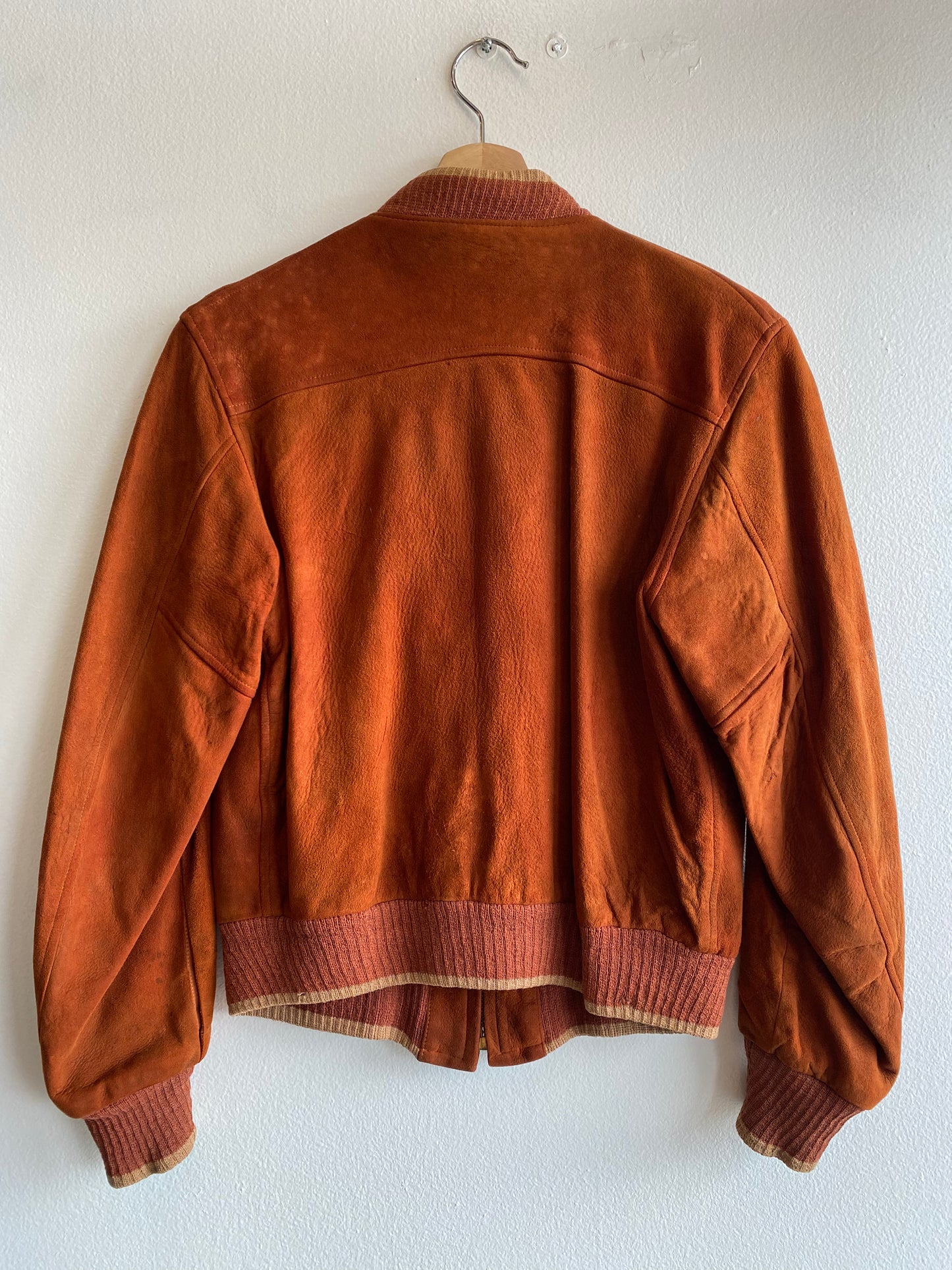 Vintage 60s Burnt Orange Suede Bomber Jacket