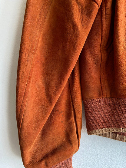 Vintage 60s Burnt Orange Suede Bomber Jacket