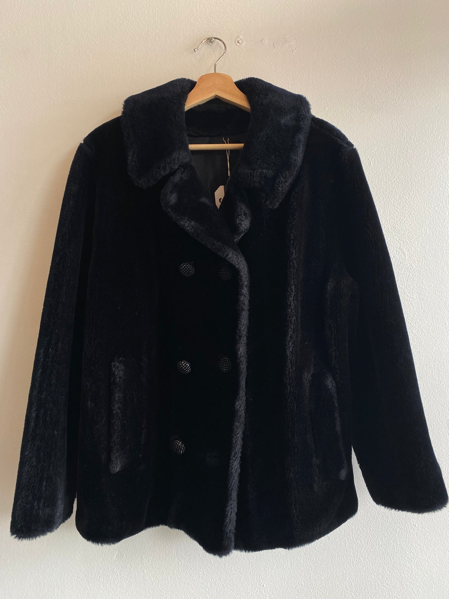 Vintage 60's Black Faux Fur Coat