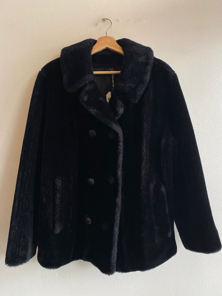 60's Black Faux Fur Coat