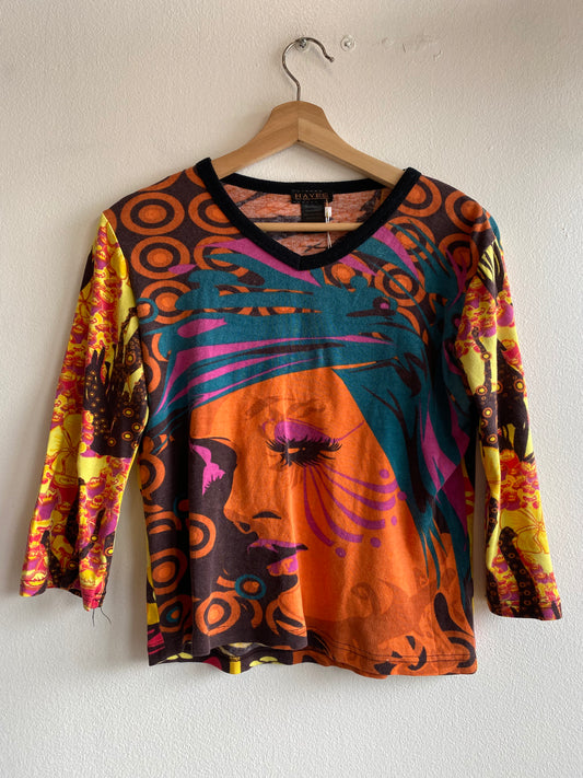 Vintage Y2K Hayes Abstract Girl Top