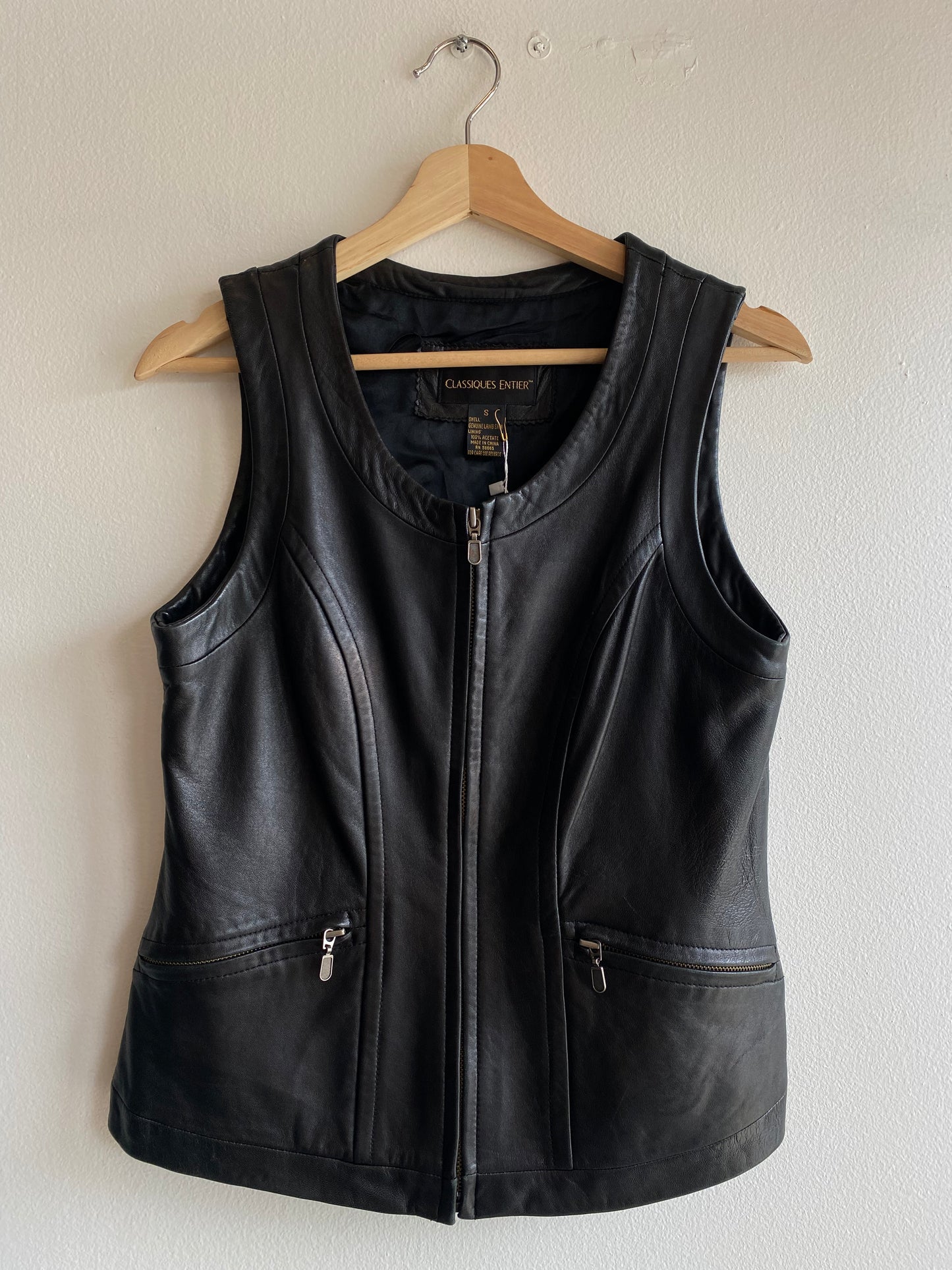 Vintage 90's Classiques Entier Black Leather Vest - La Lovely Vintage 