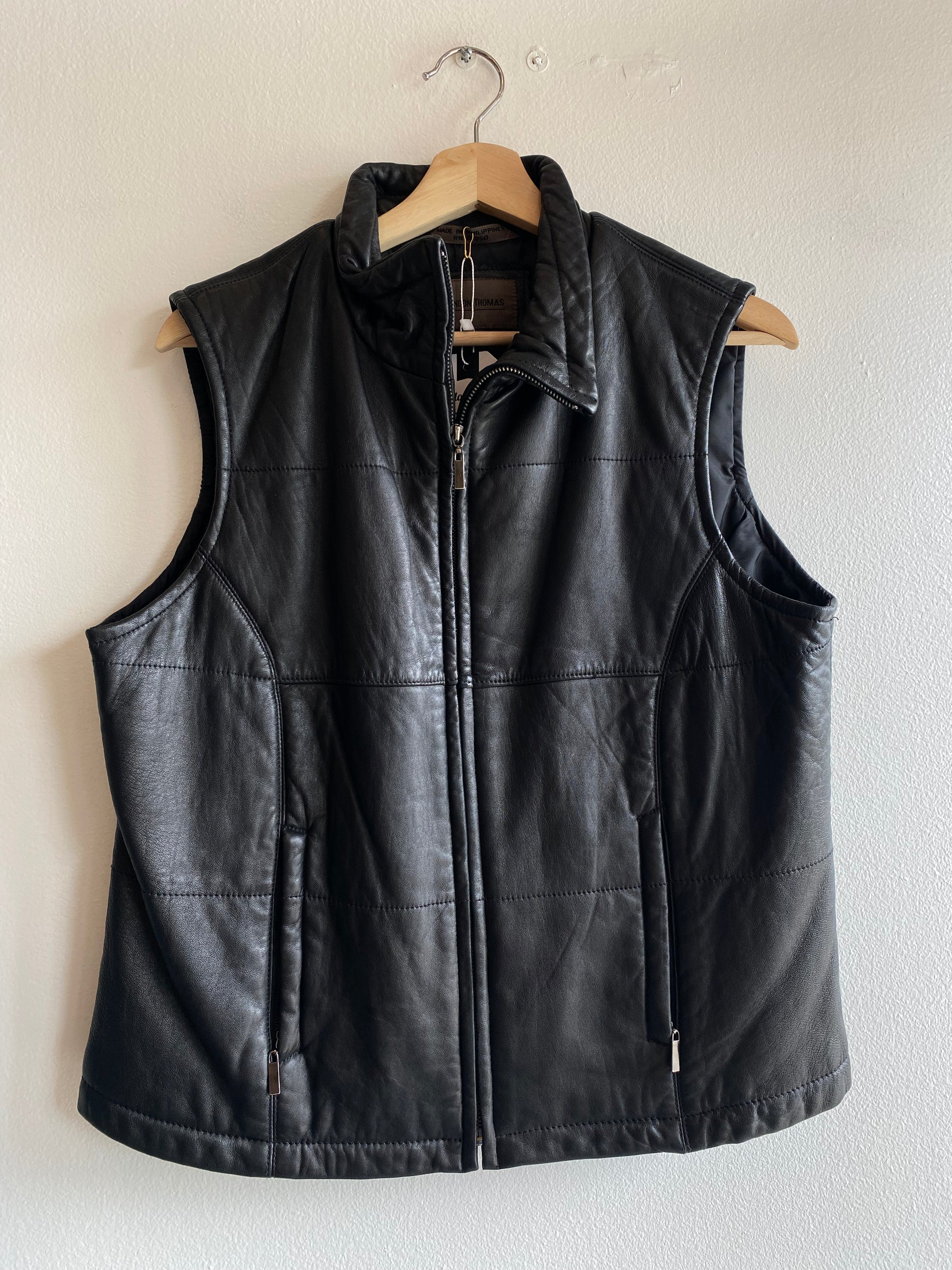 Vintage 90's Brandon Thomas Black Leather Vest - La Lovely Vintage 