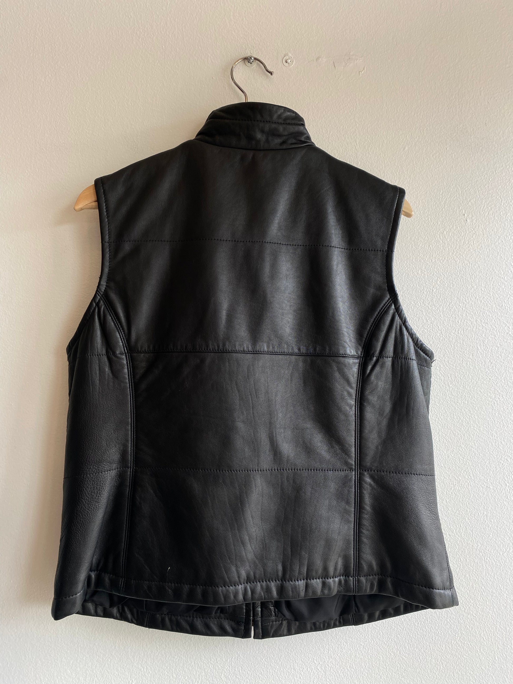 Vintage 90's Brandon Thomas Black Leather Vest - La Lovely Vintage 