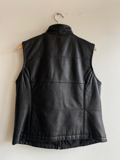 Vintage 90's Brandon Thomas Black Leather Vest - La Lovely Vintage 