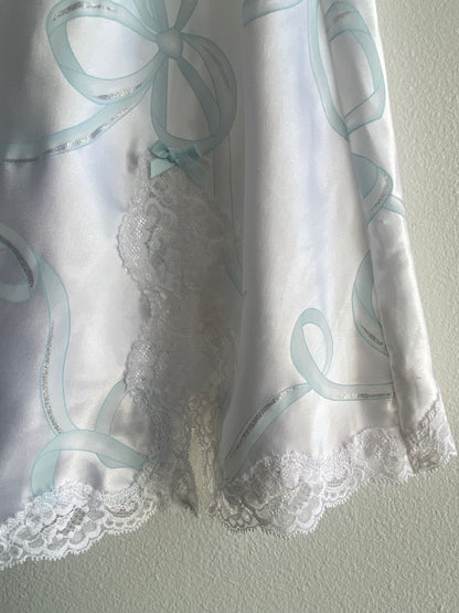 Vintage Y2K Victoria Secret White and Blue Bow Slip Dress