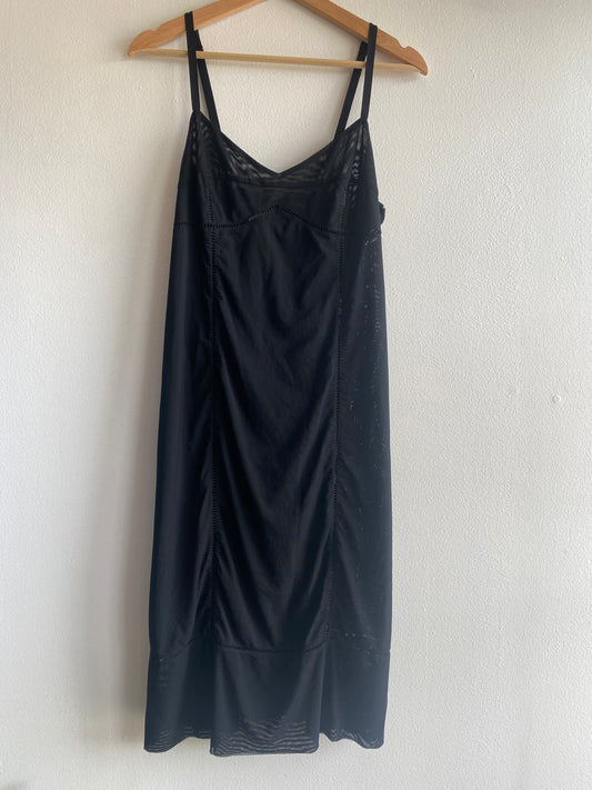 Vintage Y2K Black Mesh Slip Dress with Cutouts