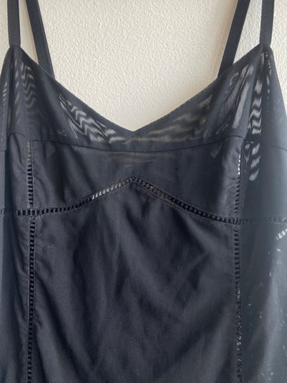 Vintage Y2K Black Mesh Slip Dress with Cutouts