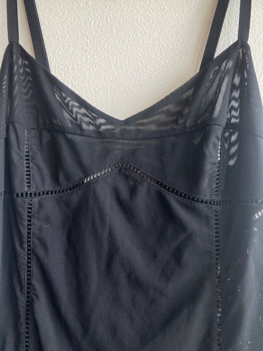 Vintage Y2K Black Mesh Slip Dress with Cutouts