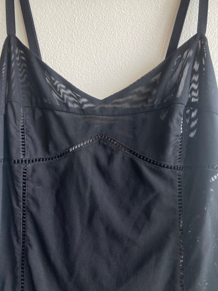 Vintage Y2K Black Mesh Slip Dress with Cutouts