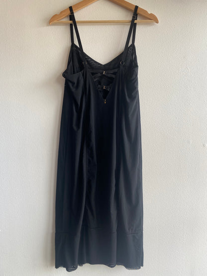 Vintage Y2K Black Mesh Slip Dress with Cutouts
