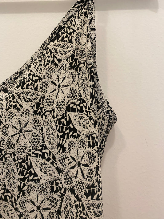 Vintage 90's Express Black and White Floral Maxi Dress