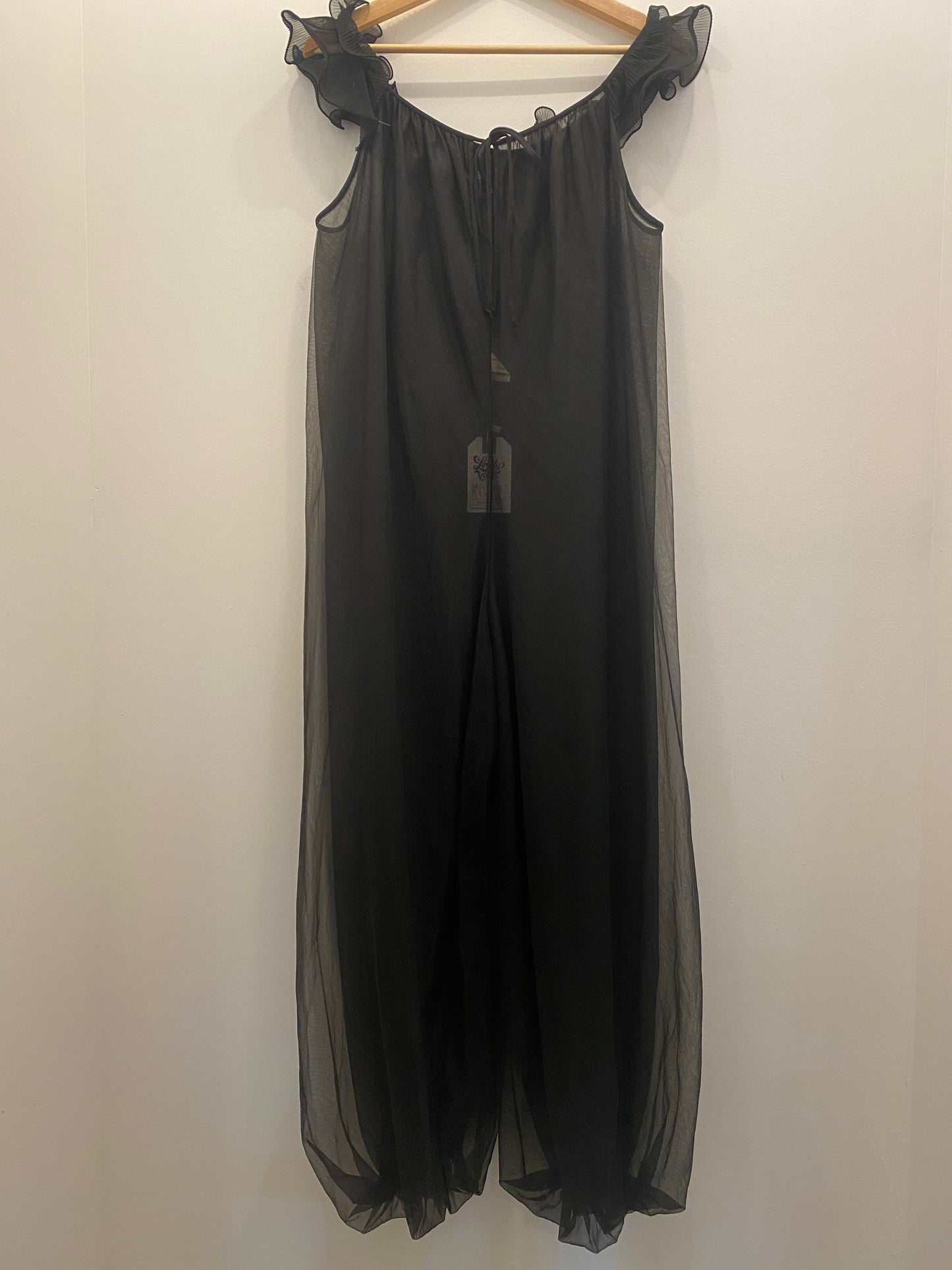 Vintage 70's Black Sheer Ruffled Jumpsuit - La Lovely Vintage 
