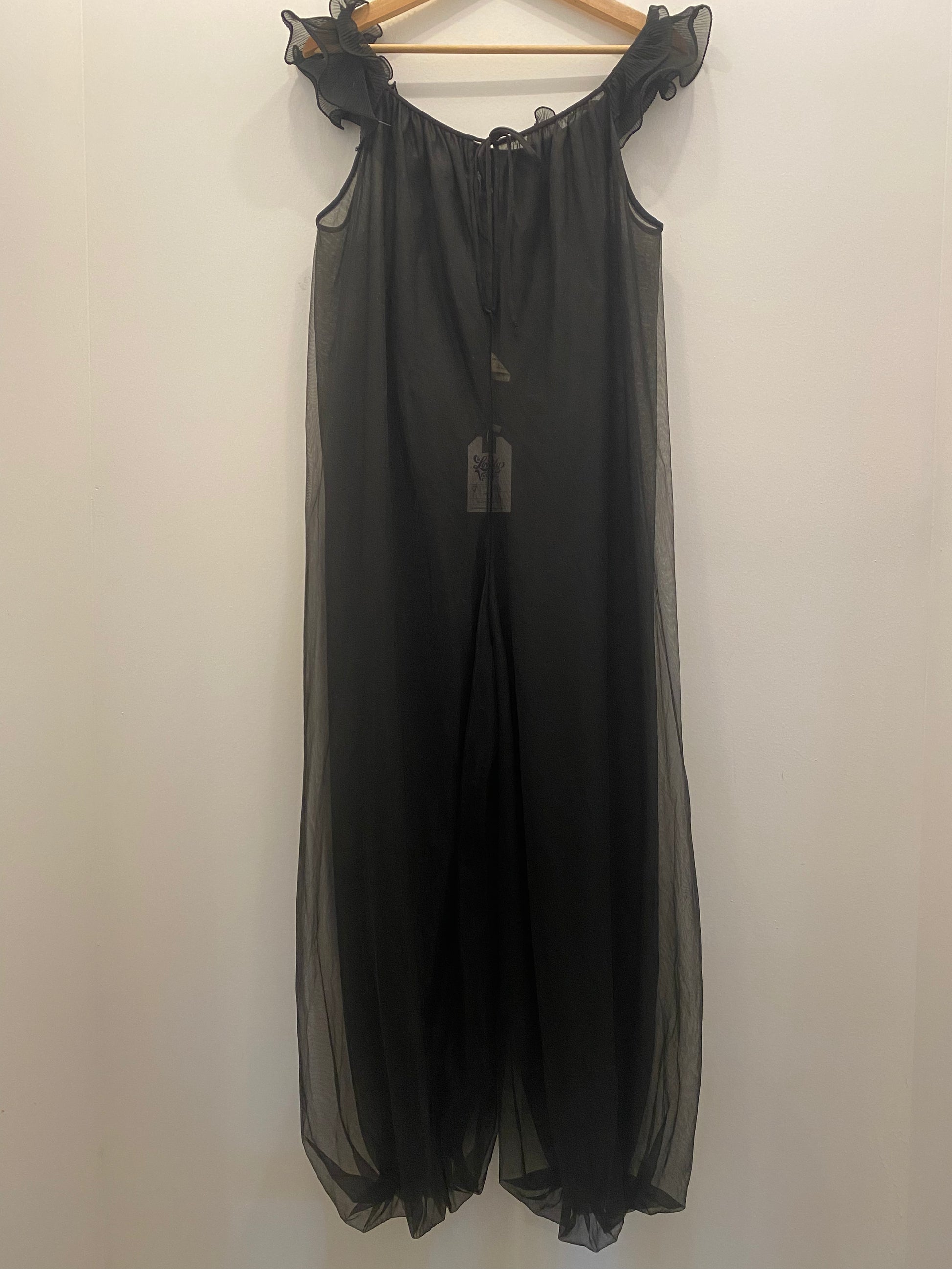 Vintage 70's Black Sheer Ruffled Jumpsuit - La Lovely Vintage 