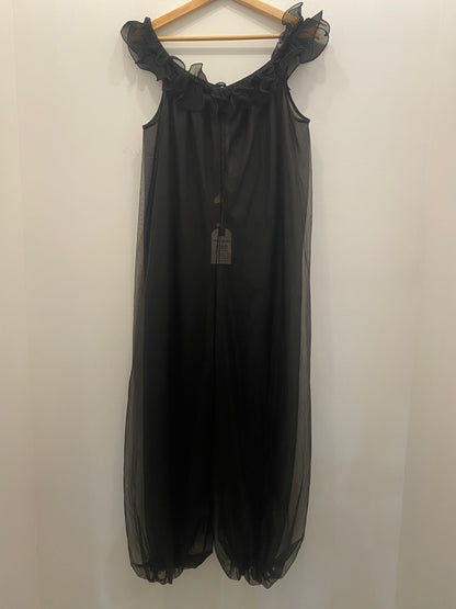 Vintage 70's Black Sheer Ruffled Jumpsuit - La Lovely Vintage 
