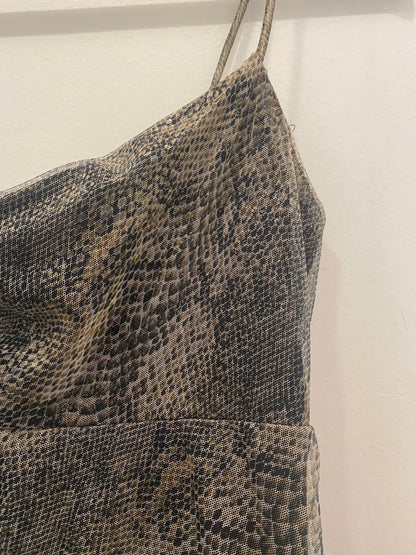 Vintage 90's Snakeskin Cowl Neck Mesh Midi Dress - La Lovely Vintage 