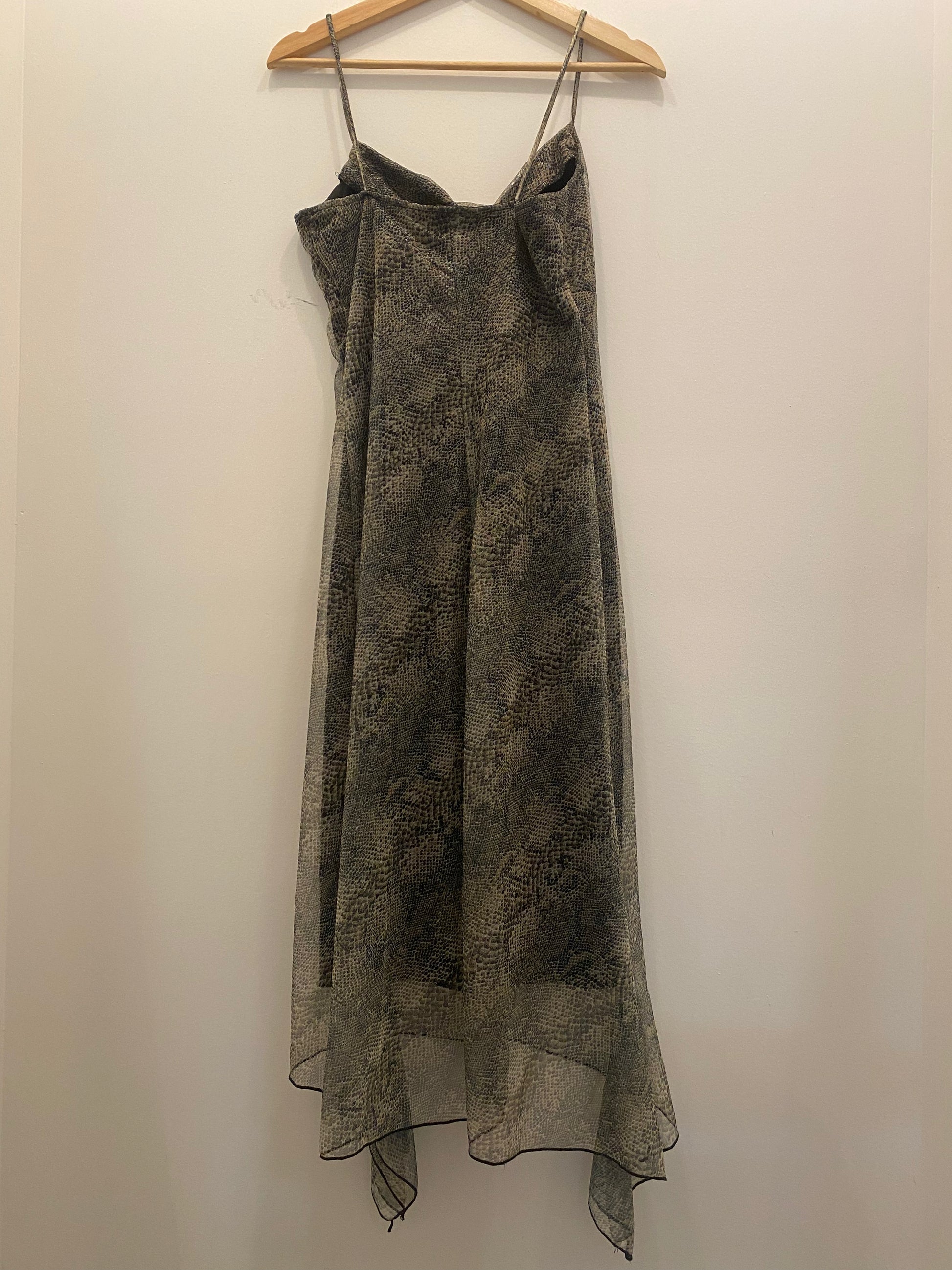 Vintage 90's Snakeskin Cowl Neck Mesh Midi Dress - La Lovely Vintage 